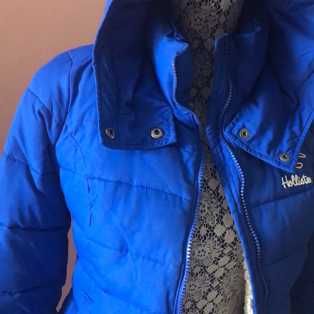 Hollister Cozy Blue Hooded Bomber Jacket Size XS - Picture 3 of 6